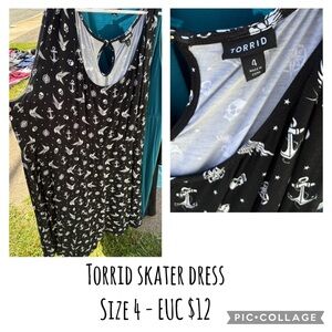 Torrid Black Dress with Nautical Motif